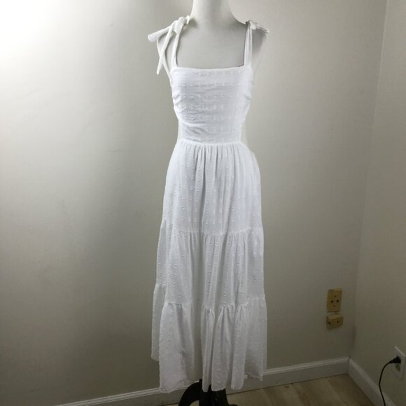 MinkPink Swiss Dot White Maxi Dress m - Picture 2 of 9